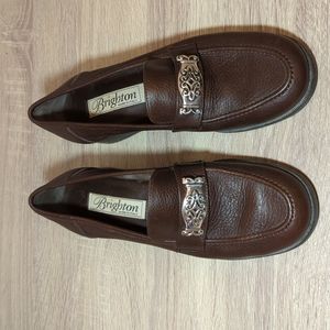 Brighton Deluxe Size 7.5 N Brown Shoes Pebbled Leather Flat Loafers